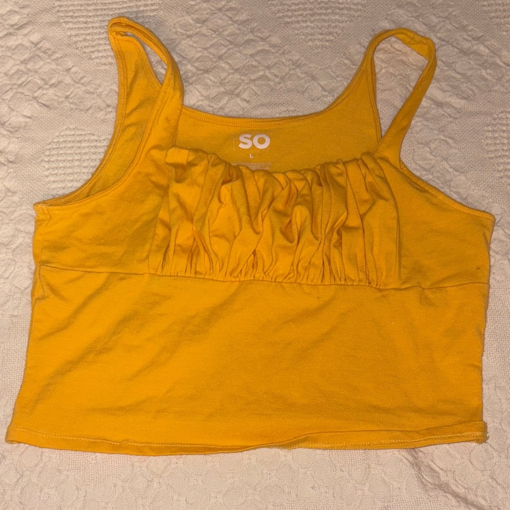 SO Mustard Ruffled Tank Top